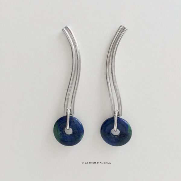 Ohrringe Azurite Malachite earrings by Esther Hamerla jewellery designer Goldschmied Paris Vélizy