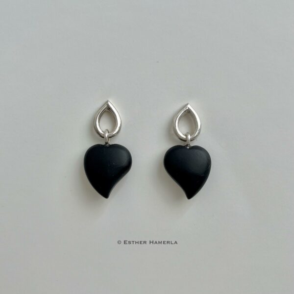 Boucles d'oreilles Ohrringe Silber Onyx Esther Hamerla Goldschmiedin bijoux